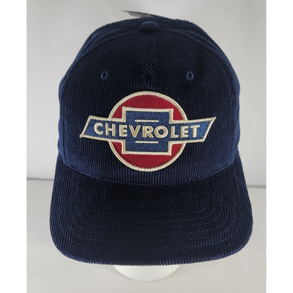 CHEVROLET Gm Motors Dark Blue Corduroy Hat New Mens O/s Snapback Patchwork